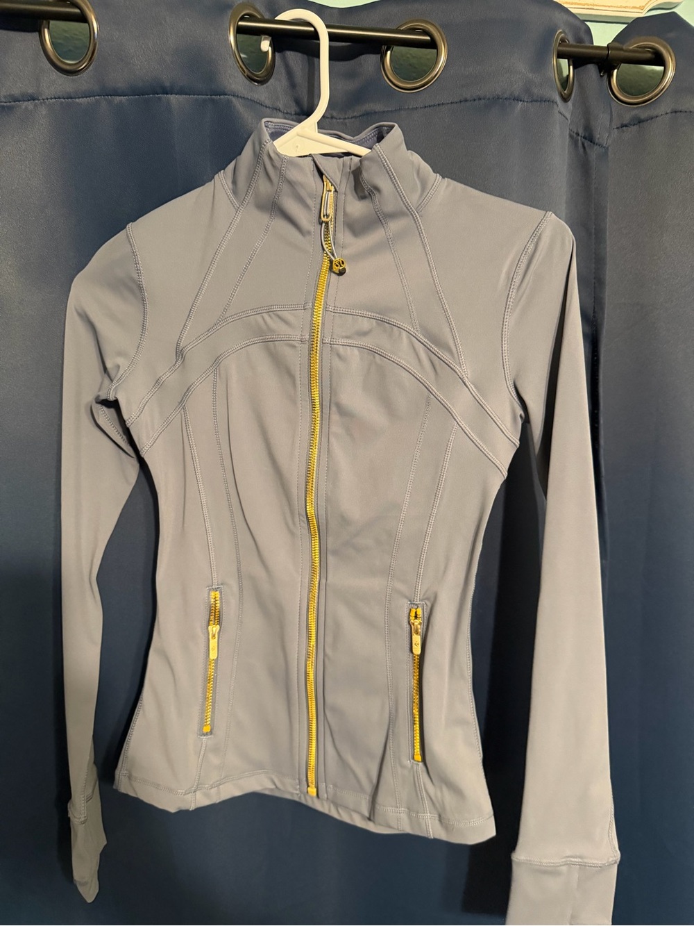 lululemon athletica Light Gray Full-Zip Jacket with Yellow Accents